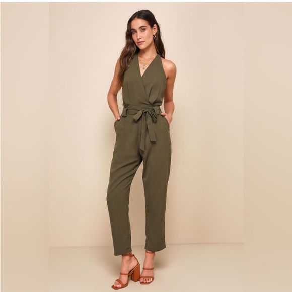 Lulus Pants - Lulu's Forest Green Jumpsuit